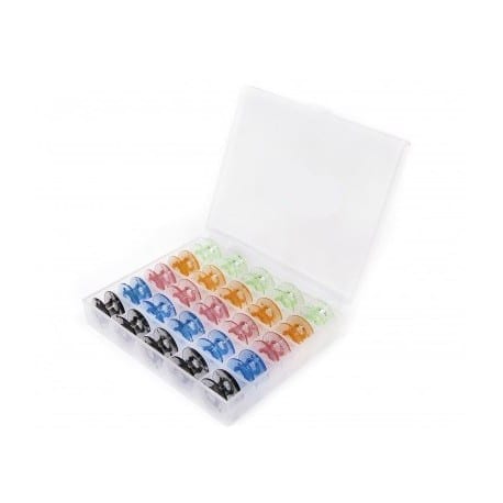 Caja con 25 canillas de colores